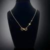 Złoty naszyjnik infinity z cyrkoniami - srebro 925 - pozłacane 24k - peridot - (45cm) - prezent dla kobiet