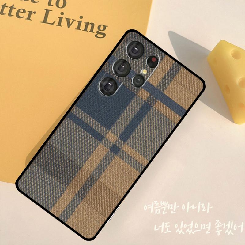 Коричневый Клетчатый Чехол Для Телефона Для Samsung Galaxy S24 S25 Ultra S9 S10 S20 S22 S21 Plus S23 FE Задняя Крышка Корпус