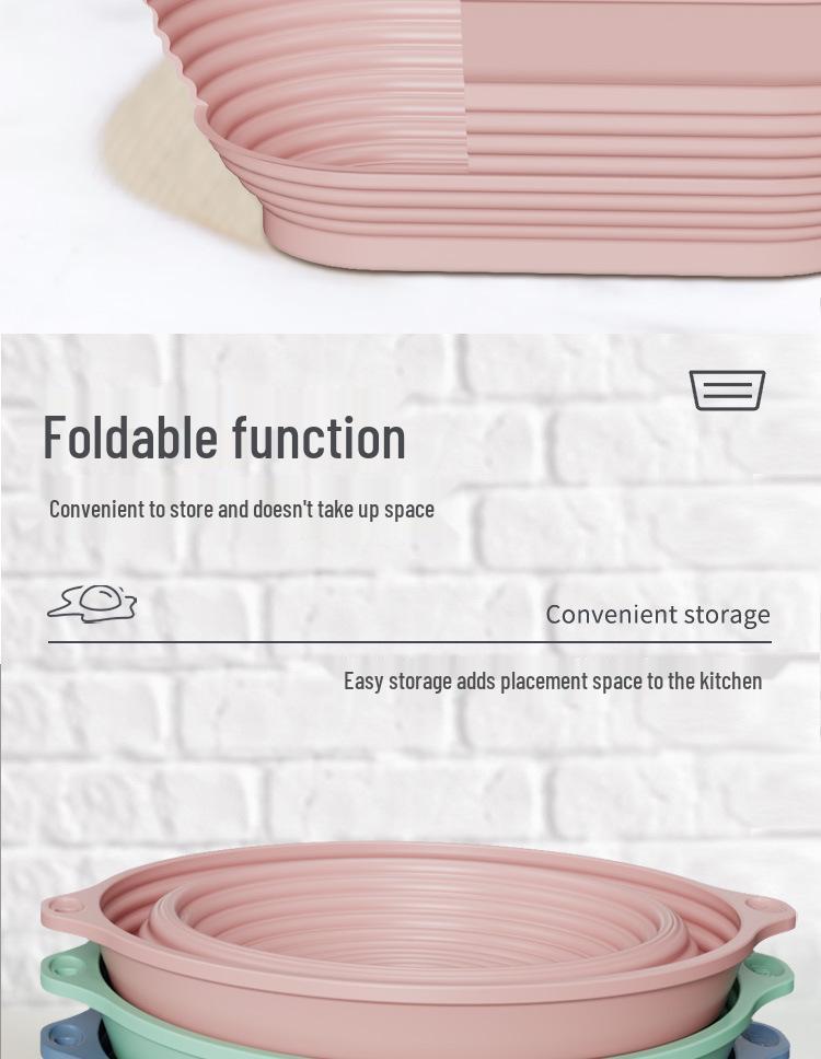 Складная силиконовая корзина для ферментации хлеба со стальной проволокой для выпечки в высокотемпературной духовке