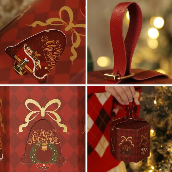 Рождественская подарочная коробка с ручкой, мультяшные фрукты, конфеты, угощения, сладости, шоколад, коробка для хранения, шестиугольная, квадратная, бумажная упаковочная коробка, товары для вечеринок