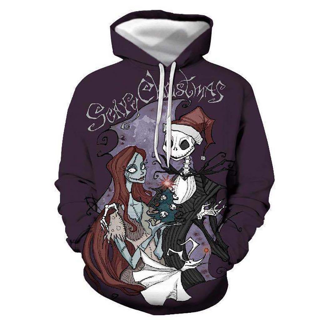 Halloween 2022 New Nightmare Before Christmas Skeleton Jack 3D Printed Men's and Women's Pullover Hooded Sweatshirt