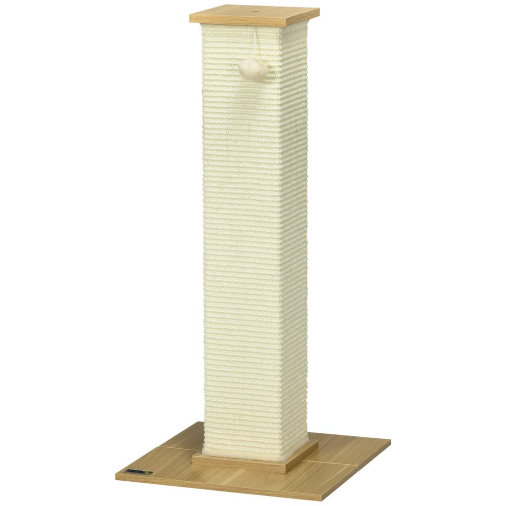 80cm Scratching Post, with Toy Ball, Sisal Rope - White