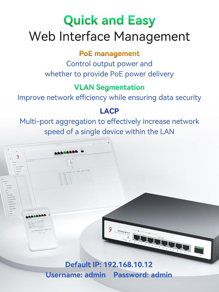 XikeStor 9-портовый PoE-концентратор, веб-управляющий коммутатор, питание PoE, 8 портов, 1 порт, 10G, камера безопасности, точка доступа, VLAN, агрегация, разветвитель, концентратор, поддержка 2,5G +