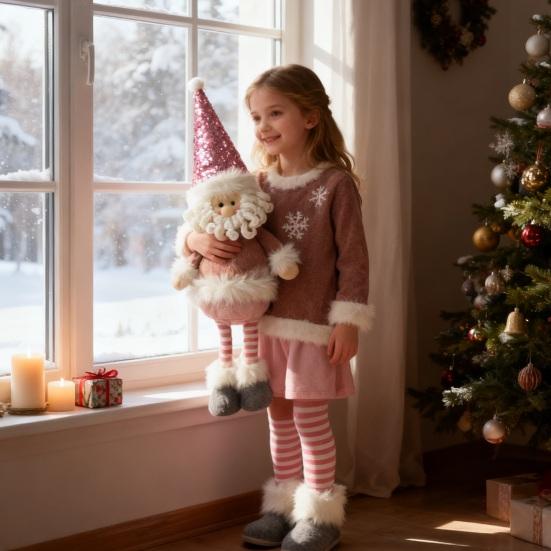 Длинноногая рождественская плюшевая кукла, стоящий снеговик, Санта-Клаус, рождественская кукла с выдвижными ногами для украшения дома и каминной полки