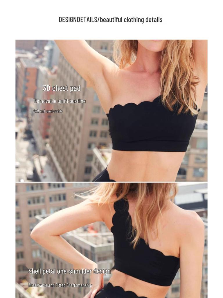 Ударопрочный спортивный бюстгальтер средней поддержки со съемными чашками - Дизайн без спинки для более стройного вида груди