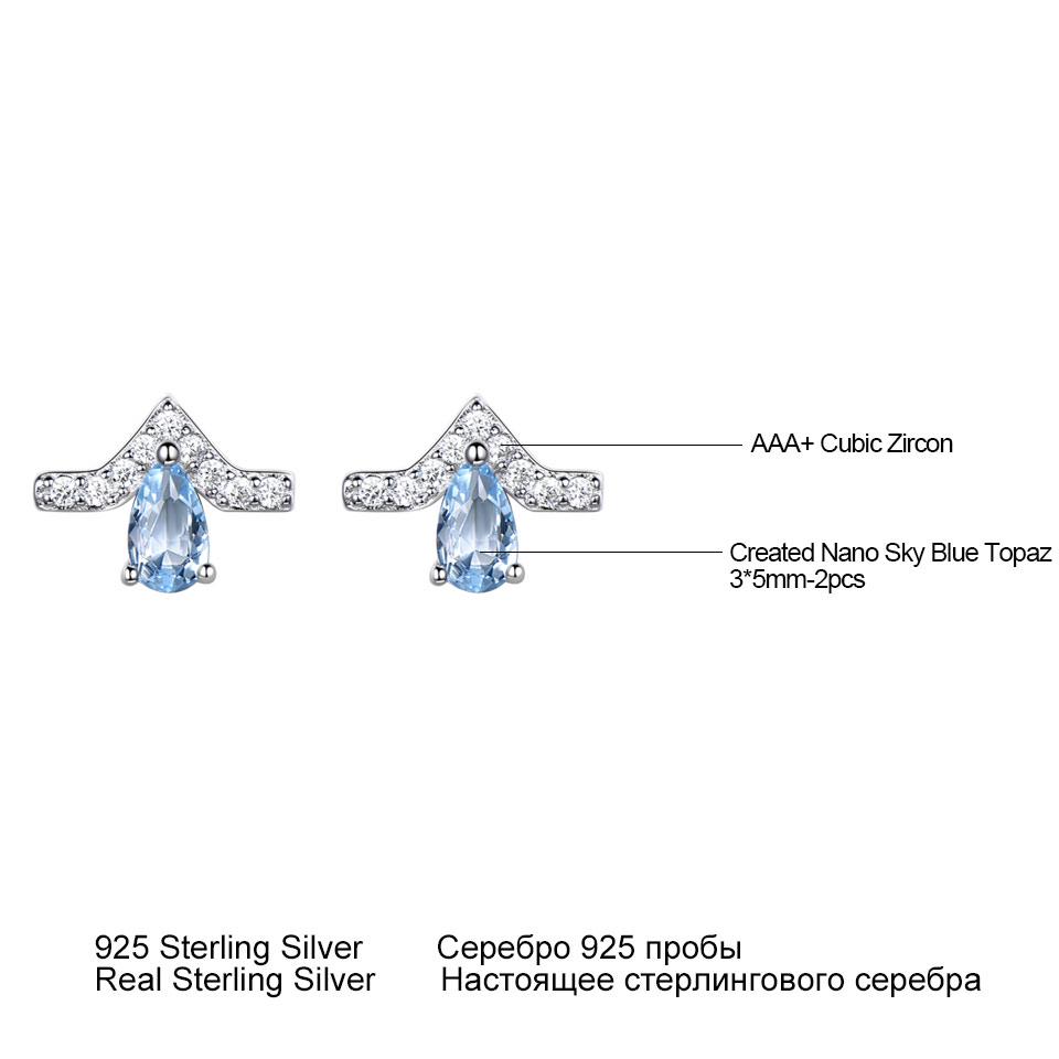 Umcho Real 925 Sterling Silver Jewelry Water Drop Sky Blue Topaz Stud Earrings Necklace Wedding Gift For Women Fine Jewelry Sets