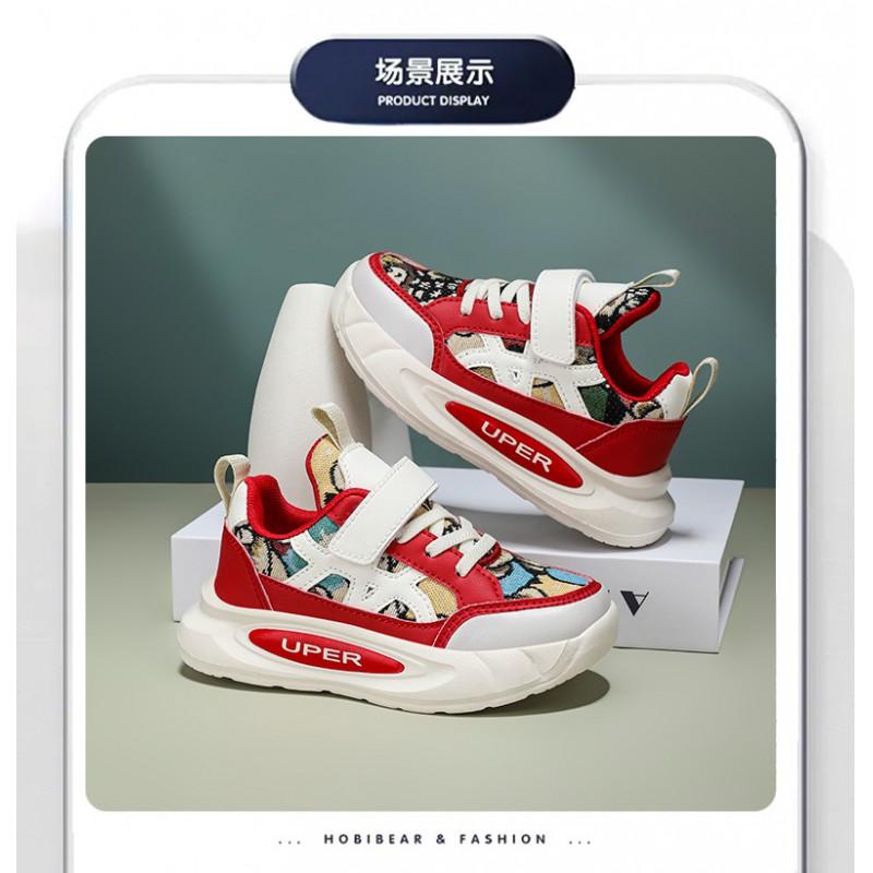 Boys Running Shoes Breathable Mesh Sneakers New Red Kids Casual Sports