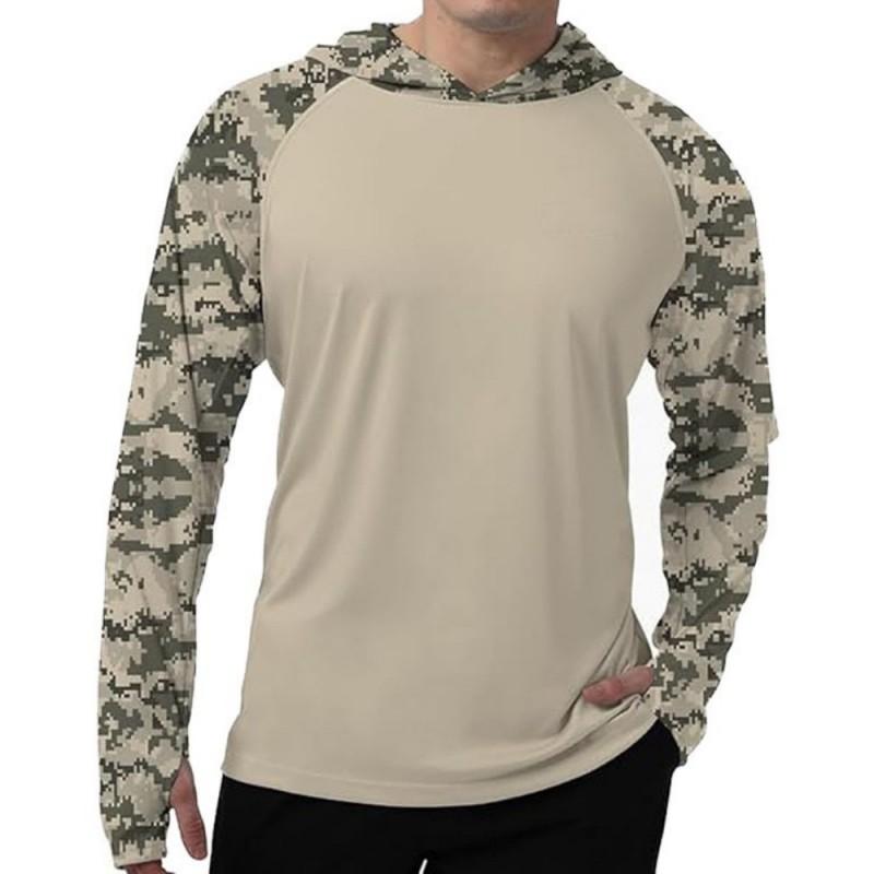 Mens UPF 50 Quick-Dry Long Sleeve Fishing Hoodie Sun Protection Shirt Summer Outdoor Sports Cycling Apparel