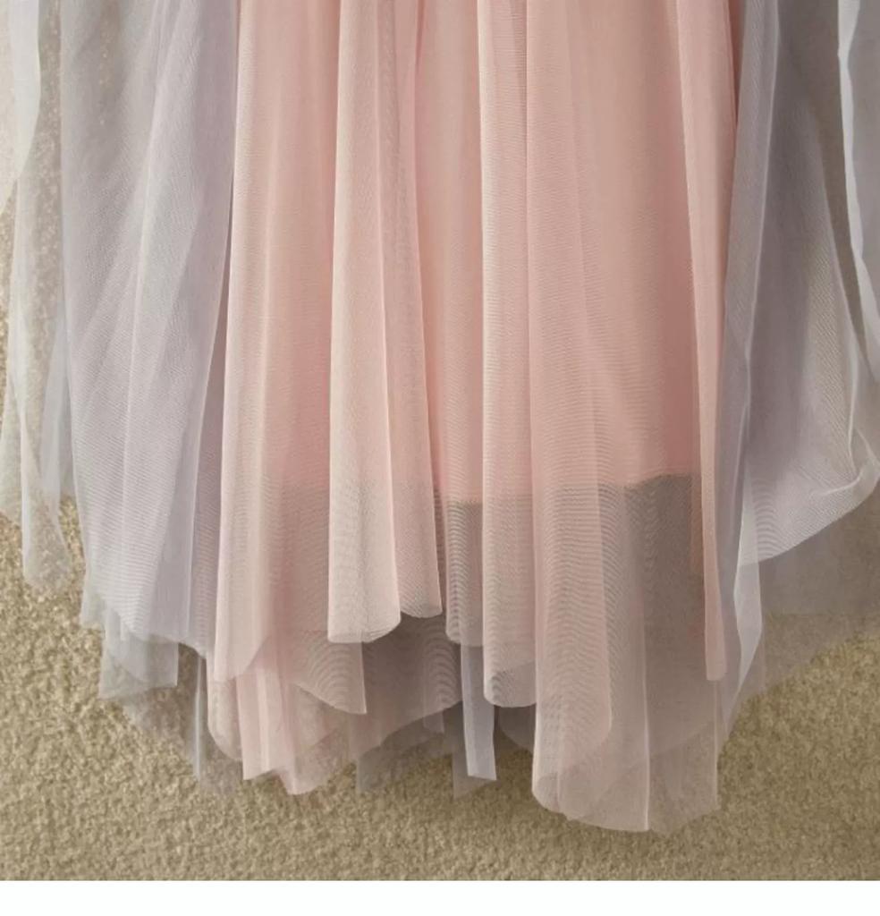 DX~~ New Irregular Skirt Women's New High Waist and Slim Double-color Gauze Skirt In Spring Long Gauze Skirt