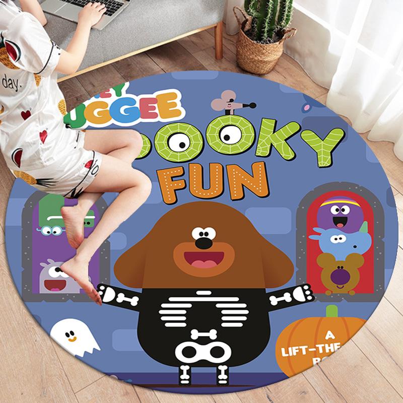 Hey Duggee Round Area Rug,Carpet Rug for Living Room Bedroom Sofa Playroom Decor,Non-slip Floor Mat