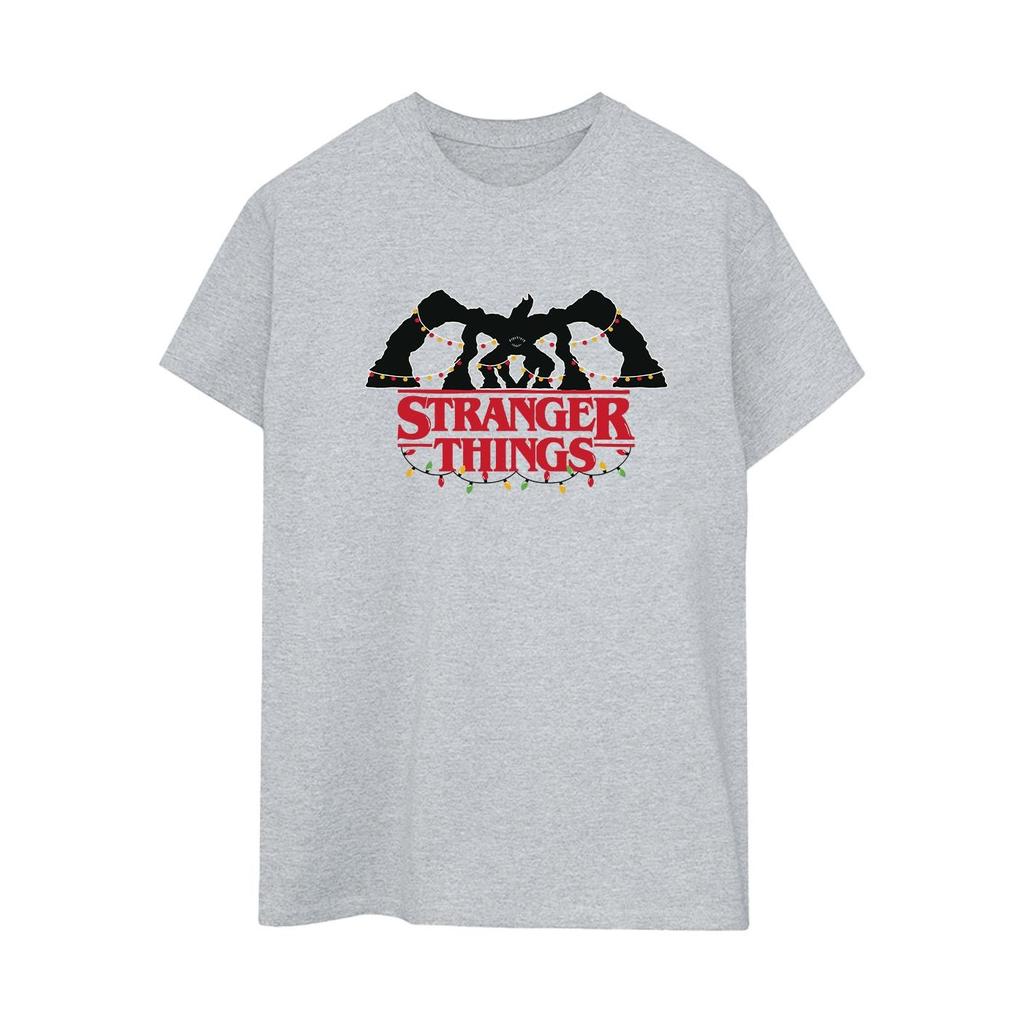 Netflix Womens/Ladies Stranger Things Demogorgon Christmas Lights Cotton Boyfriend T-Shirt