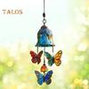 Butterfly Wind Chime Metal Stained Glass Wind Chime Hanging Decoration for Indoor Outdoor Garden Patio Porch Home Decor