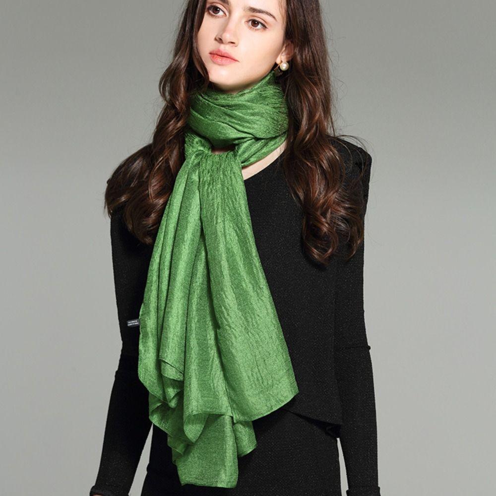 Pure Color Women Plain Scarf Head Wrap Plus Size Hijab New Female Sunscreen Shawl