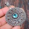 Swiss Blue Topaz Gemstone Handmade 925 Sterling Silver Jewelry Pendant For Women