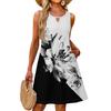 Ladies Fashion Casual Summer Vintage Floral Print Dress With Pocket Beach Holiday Vest Dress
