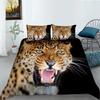 Leopard Duvet Cover Set King/Queen Size Brown with Black Spots Cheetah Bedding Set for Adults Men 2/3pcs Polyester Quilt Cover