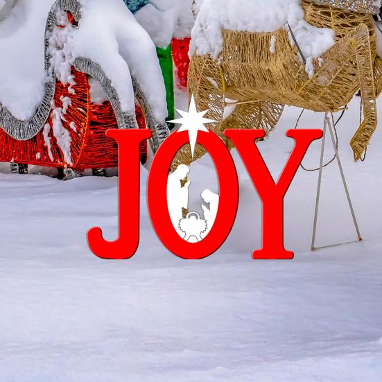 Акриловый знак для украшения двора Yousheng JOY с рождественскими силуэтами, рождественский наружный декоративный столб для лужайки, патио, сада