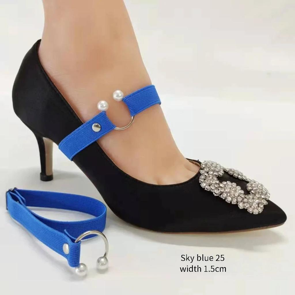 Новые шнурки для туфель на высоком каблуке шириной 1,5 см, женские эластичные шнурки, ремешок для обуви на каблуке, U-образная жемчужная пряжка, шнурки без завязывания, аксессуары для обуви