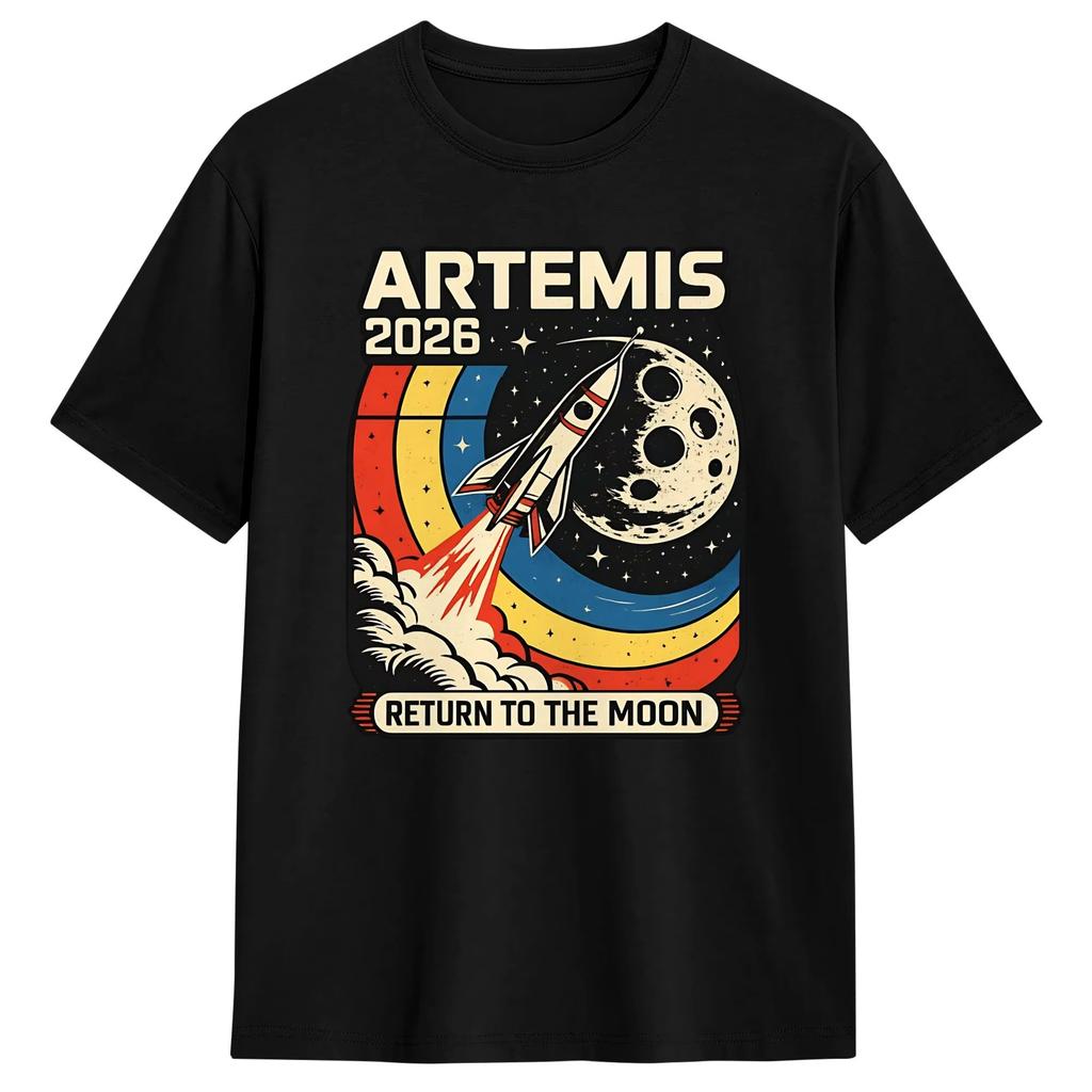 Футболка Artemis II 2026 Миссия на Луну Летние Харадзюку Футболки Женские Хлопок Дышащий Большого Размера Топы Футболки С Коротким Рукавом...