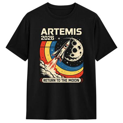 Футболка Artemis II 2026 Миссия на Луну Летние Харадзюку Футболки Женские Хлопок Дышащий Большого Размера Топы Футболки Короткий Рукав