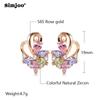 SIMJOO Rose Gold Colorful Zircon Earrings Vintage Luxury Earrings