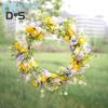 15-дюймовый венок из тюльпанов для входной двери, весенне-летний венок из искусственного шелка с листьями эвкалипта, искусственный цветочный венок для внутреннего и наружного декора стен