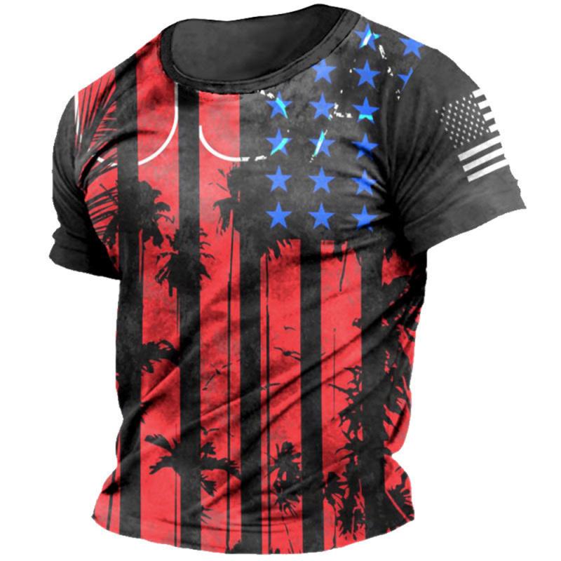 Мужская футболка в стиле ретро с 3D принтом флага, уличная одежда, топы в стиле хип-хоп с круглым вырезом, ретро-топы, мужская одежда, модные большие футболки с короткими рукавами