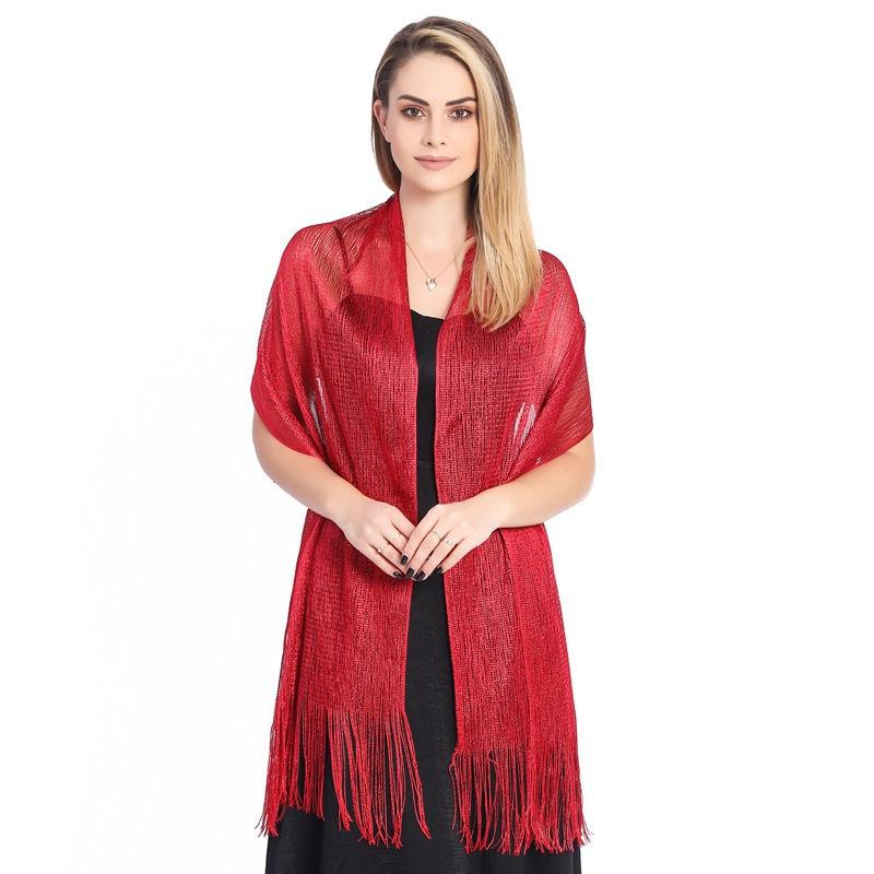 Gold and Women Fashion Wraps Evening Dress Shawl Shawl Flat Scarf Dance Silver Silk