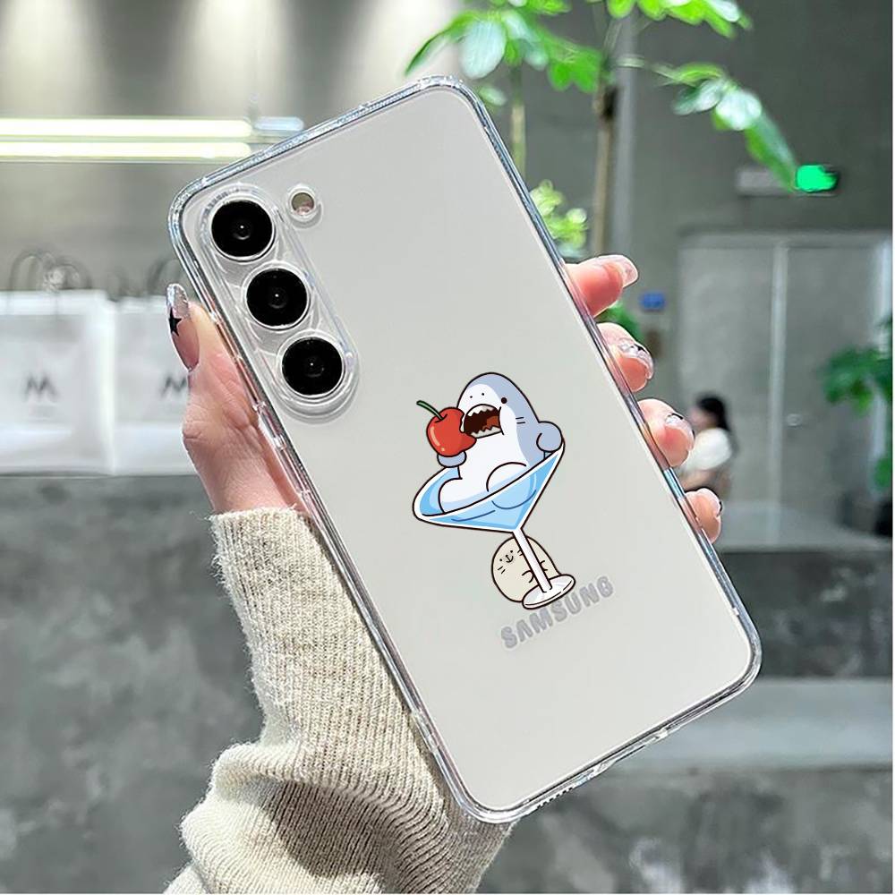 Cartoon Cute S-Shark Phone Case For Samsung GalaxyA10,12,13,20,21s,22,31,32,52,71,72,73,Soft Transparent Cover