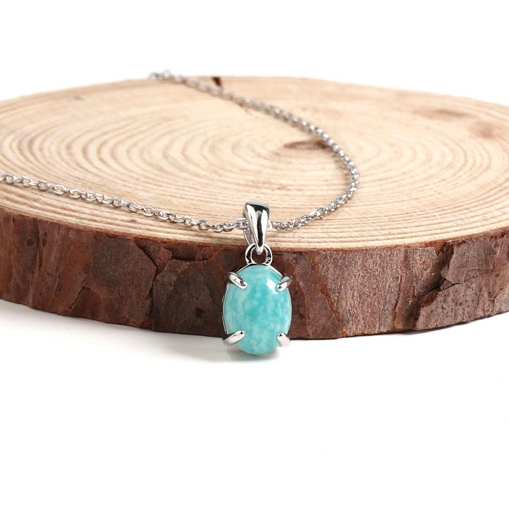 Роскошное ожерелье-подвеска из стерлингового серебра 925 пробы с натуральным амазонитом овальной формы 7*9 мм, изысканное ювелирное украшение для женского банкета и вечеринки, подарки