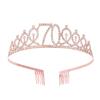 Birthday Party Crown Headband Rhinestone Crown Hair Accessories First Year Number Birthday Cake Ornaments Alloy Headband