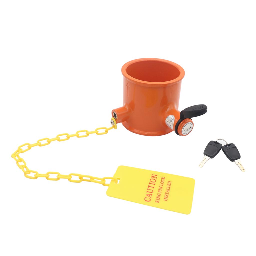 Wheel King Pin Lock Alloy Anti Theft Lock with Waterproof Sealing Cover, Yellow Warning Sign and 2 Keys Easy to Install