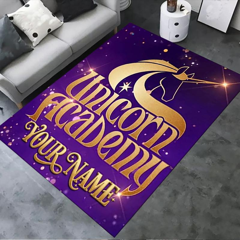 Custom Name Unicorn Academy Carpet Rug for Living Room Bedroom Home Sofa Decoration,Kids play Non-slip Floor Mat