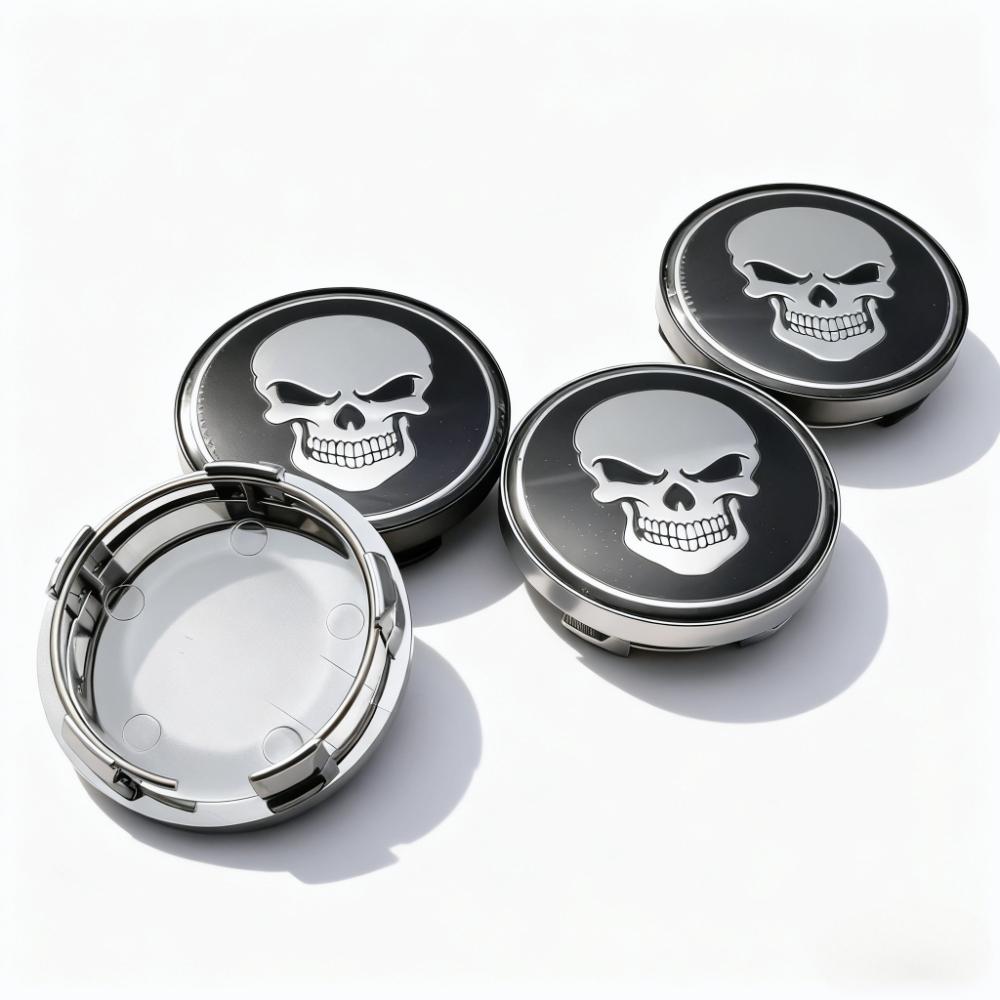 4pcs/Set SKULL Logo Emblem Badge Car Wheel Center Caps 58MM 54MM Wheel Rim Hubcaps Hub Center Dust Cover Replace Car Accessories