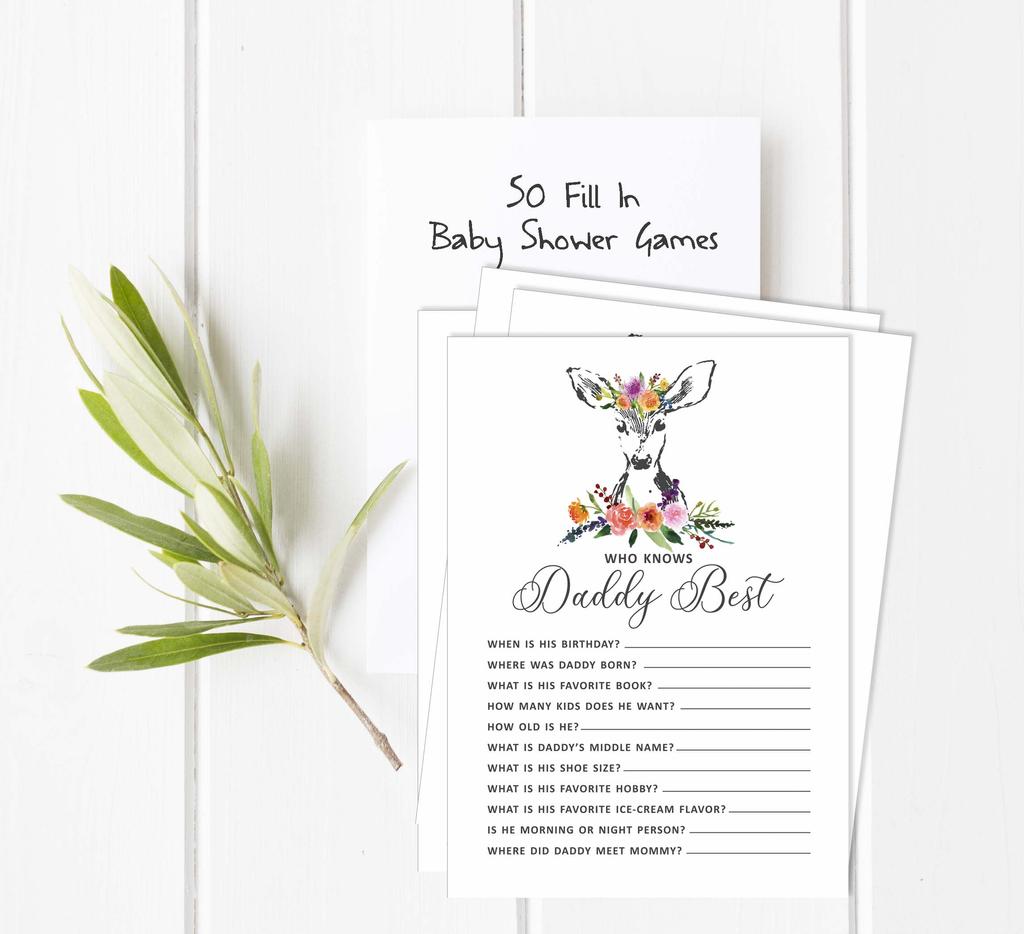 Inkdotpot 50 BabyA AlphabetA ABCA GameA Олени Животные Baby Shower Игра Гендерно-нейтральная вечеринка