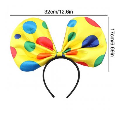 Красочный клоунский головной убор Желтый в горошек Бант Головной убор Реквизит для циркового выступления Смешные шляпы Джокера Украшения для макияжной вечеринки