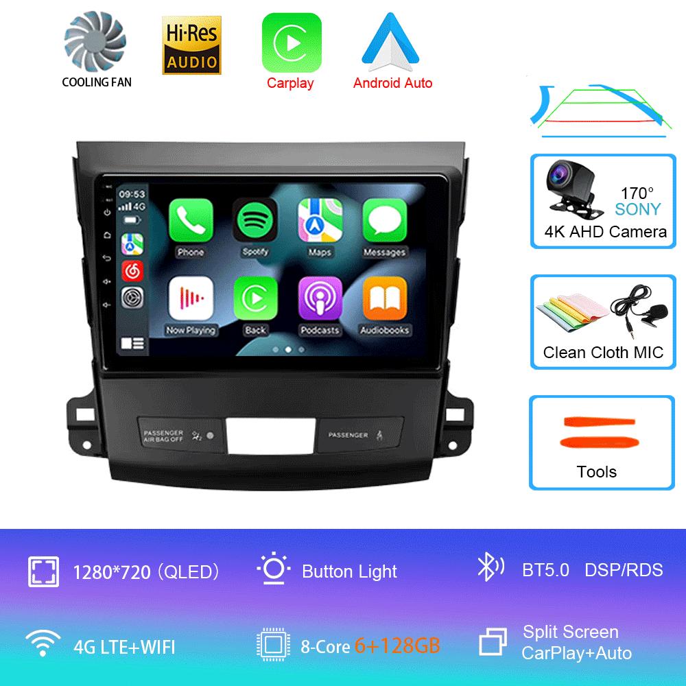 Автомобильное радио Android 14 Carplay для Mitsubishi Outlander 2006-2011 Peugeot 4007 Citroen C-Crosser GPS мультимедийный плеер стерео 2din