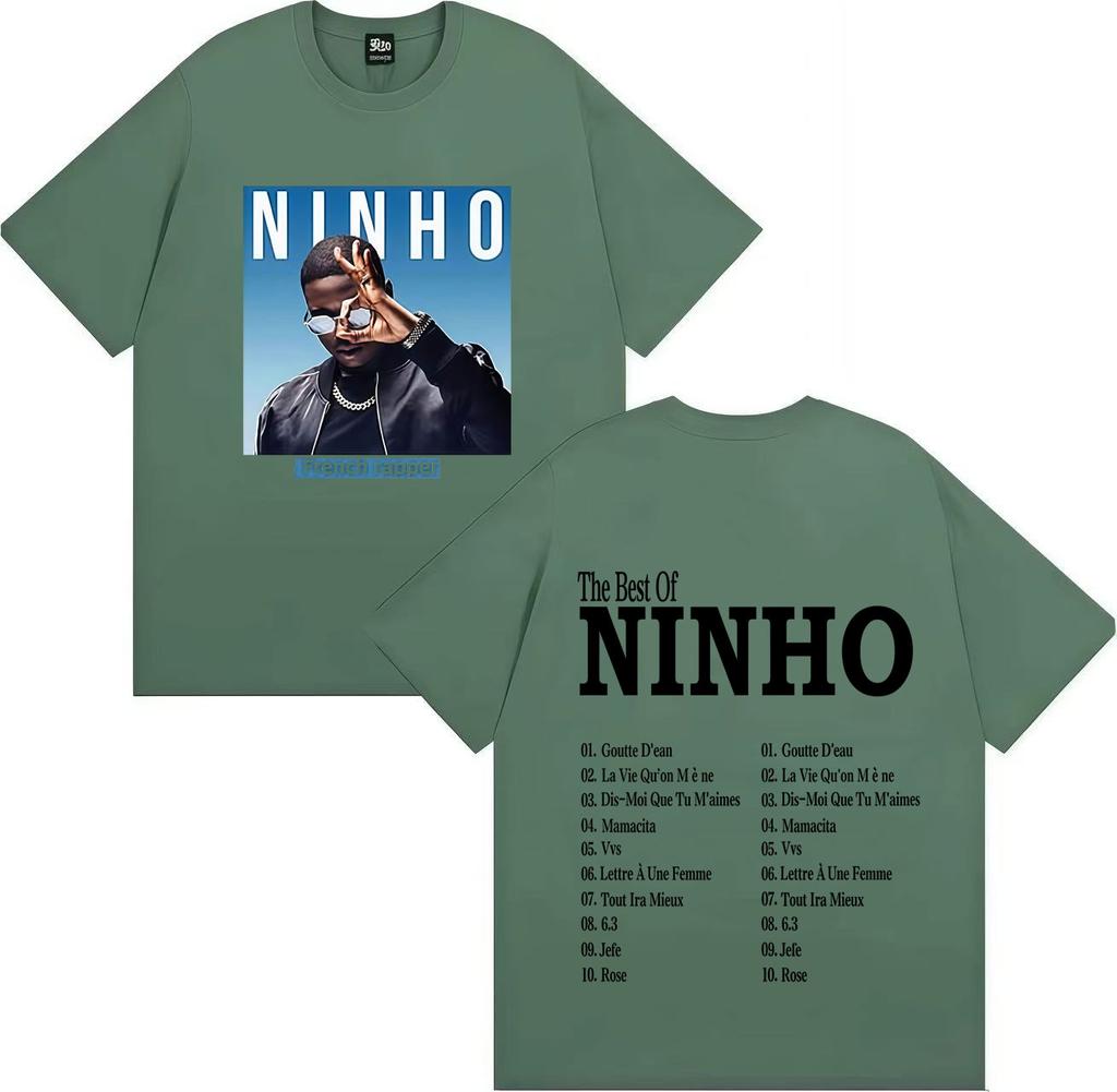 Французский Поп-рэпер Ninho Готическая Графика Высококачественная Футболка Оверсайз Повседневная Хлопковая Футболка Мужская Женская Хип-Хоп Футболки Streetwear