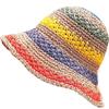 Rainbow Straw Hat For Women: Summer Sun Visor, Handmade Crochet Big Brim Bucket Hat, Boho Fashion Beach Sun Hat