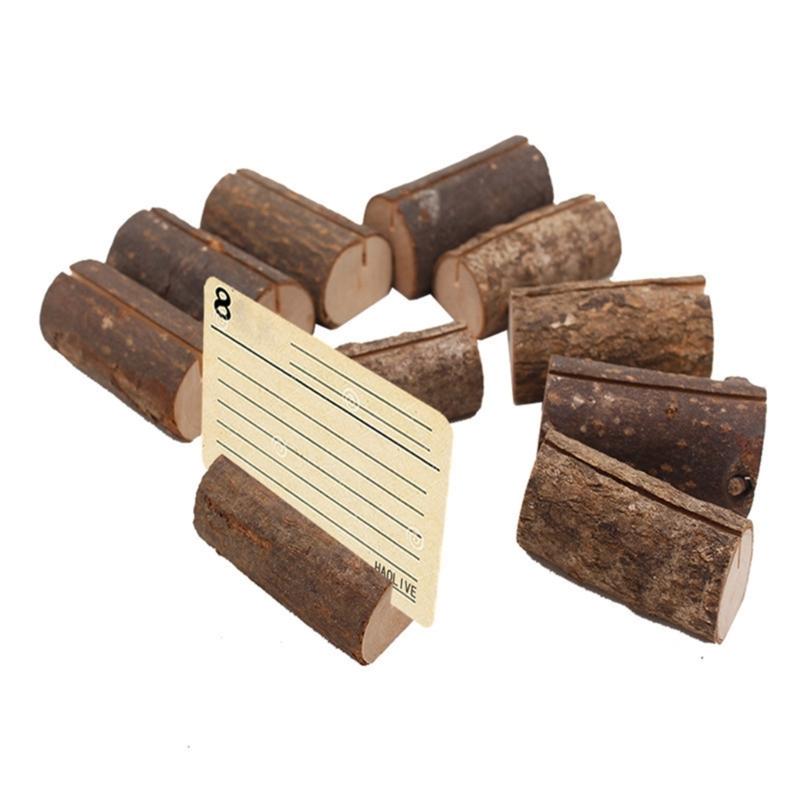 20Pcs Wood Table Number Holders Stand Wood Name Card Holders Wood Name Cards Food Label Memos Photo Holders for Wedding