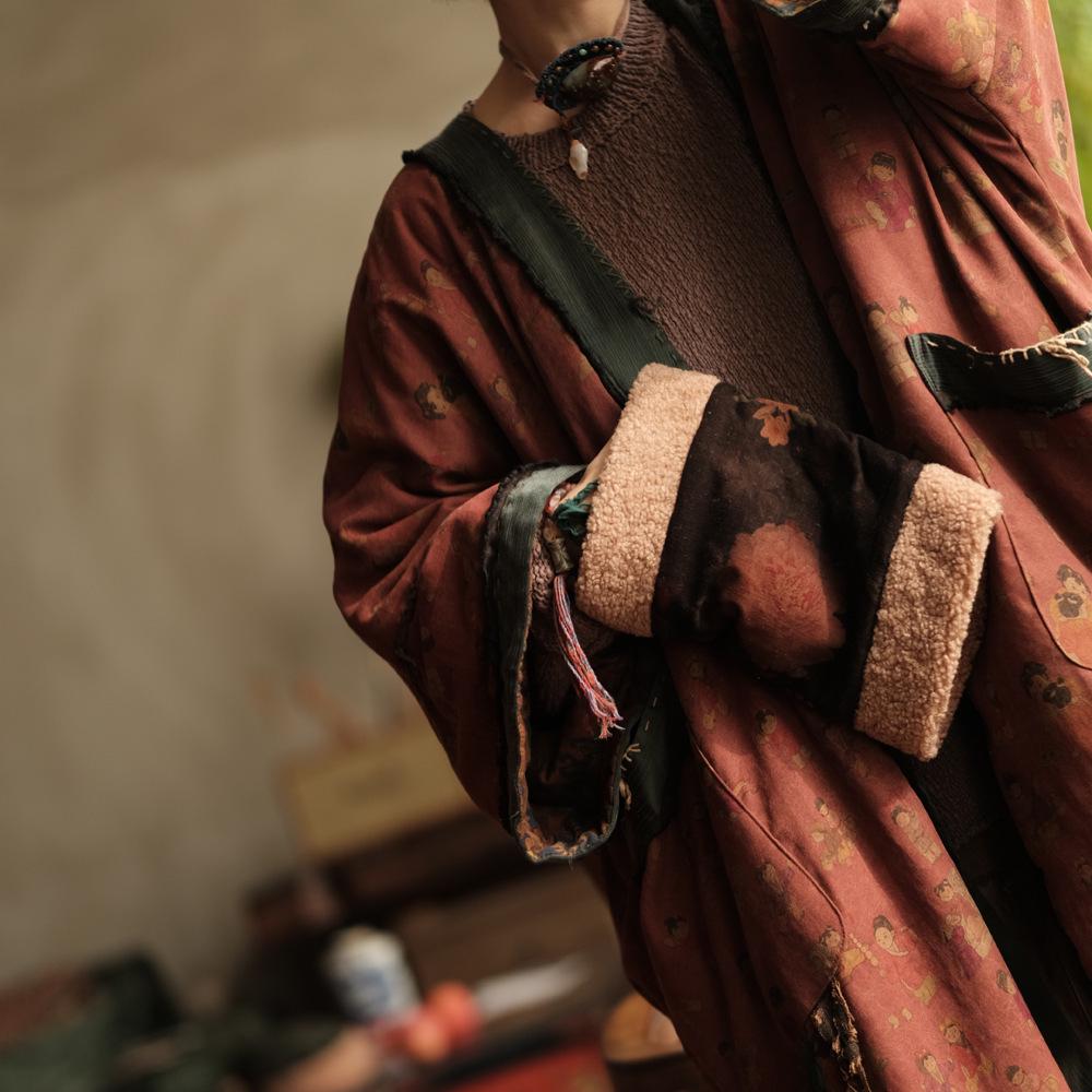 Древняя Грязь Ретро Стеганый Муфта для Рук из Овчины SC078 Фрэн