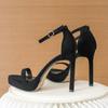 Дизайн модных брендов Ремешки на щиколотке Женские сандалии 2025 Новые 11 см Открытый носок Платформа Вечерние туфли Замшевая кожа Высокий каблук Zapatos De Mujer