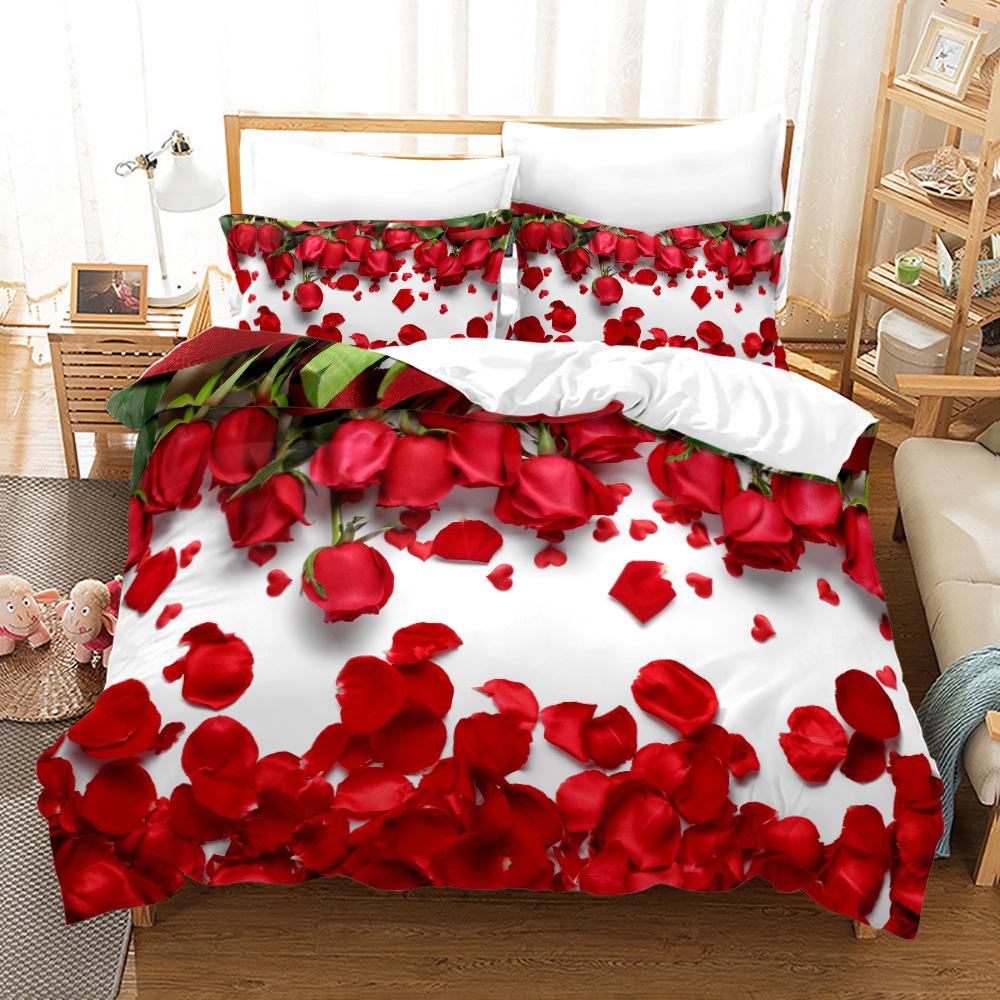 3D Love Постельное белье Пара Комната Пододеяльник Наволочка 2/3 шт. Праздничный подарок AU210 * 240 Полный размер Романтическая любовь Быстросохнущая Мягкий домашний текстиль