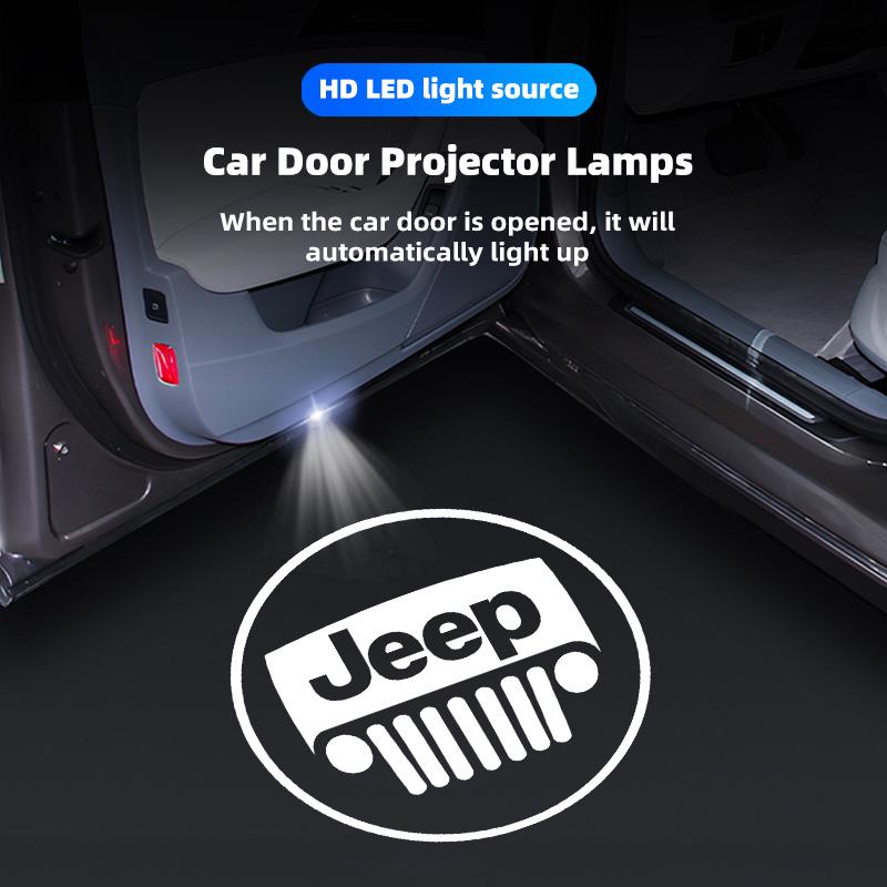 2Pcs HD LED Lighting Car Door Projector Lamps Welcome Lights For Jeep Grand Cherokee Wrangler JK Gladiator Compass Renegade NXJPT1