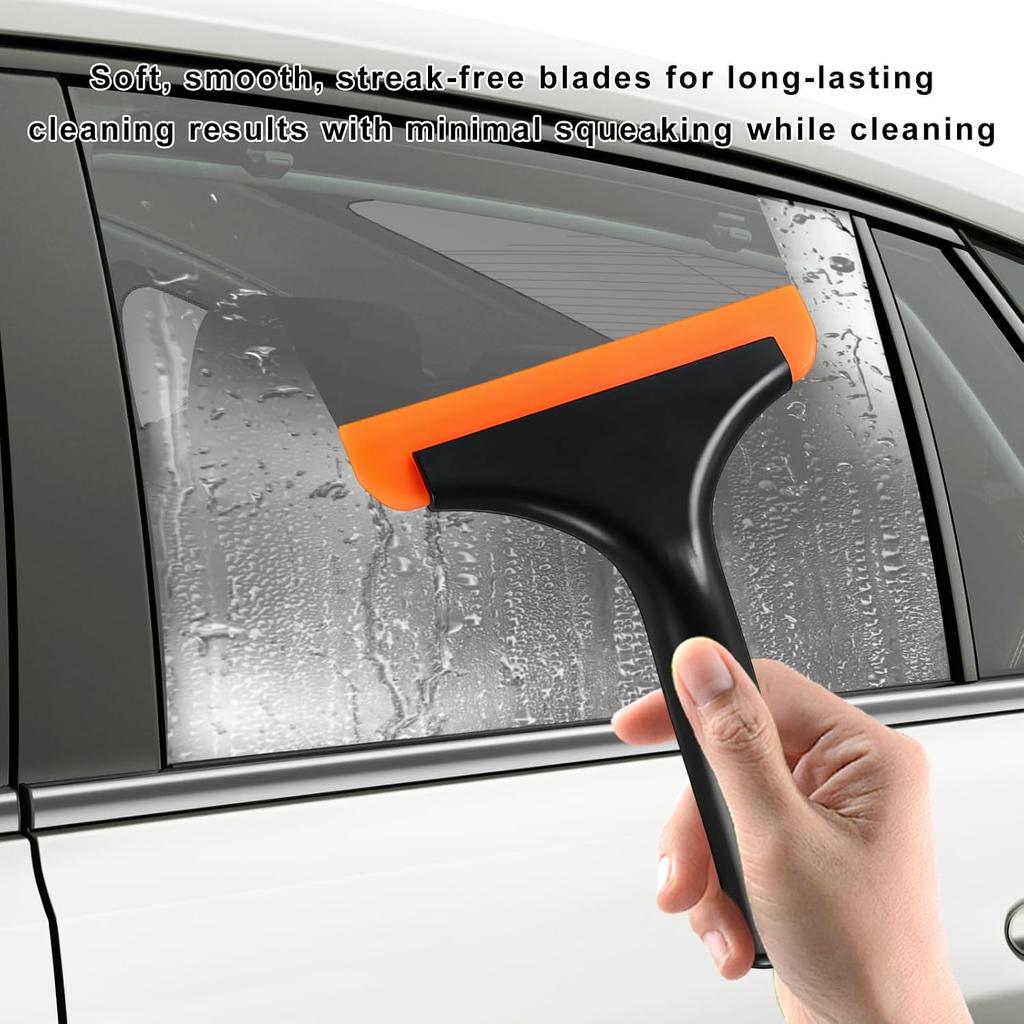 Small Silicone Window Squeegee, Car Windshield Cleaning Wiper with 5.9 Inch Blade & Non-Slip Handle, Multifunctional Water Blade Squeegee for Glass