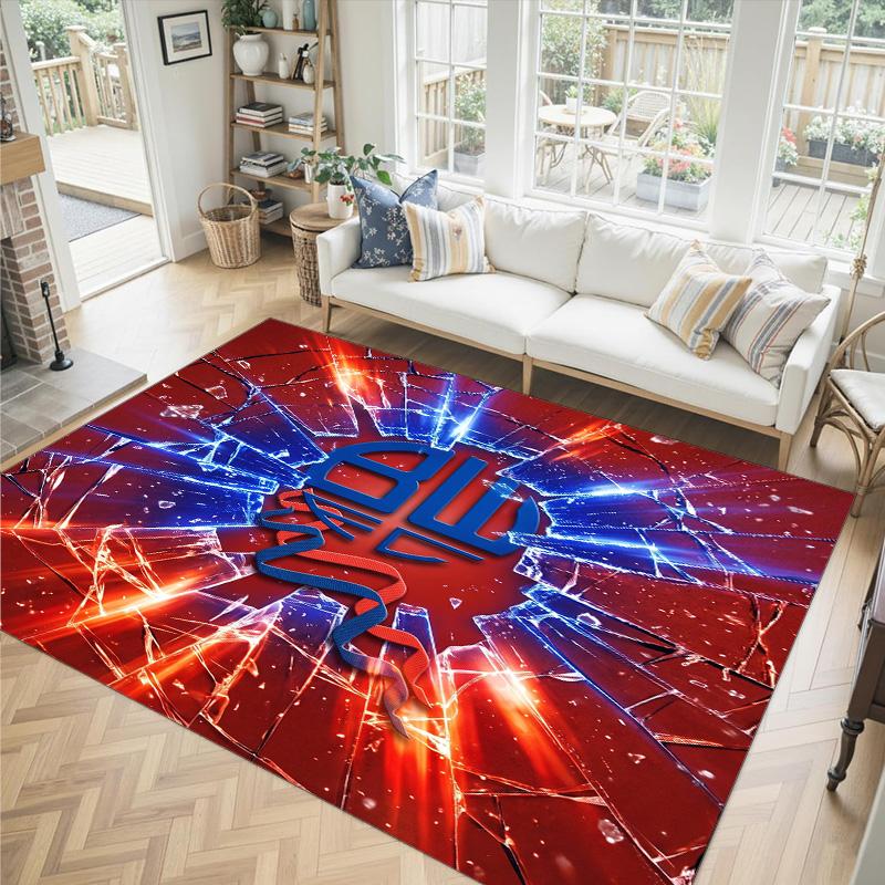 Bolton Wanderers FC Design Crystal Velvet Carpet Cozy Non?Slip Printed Rug For Bedroom Living Room Entrance