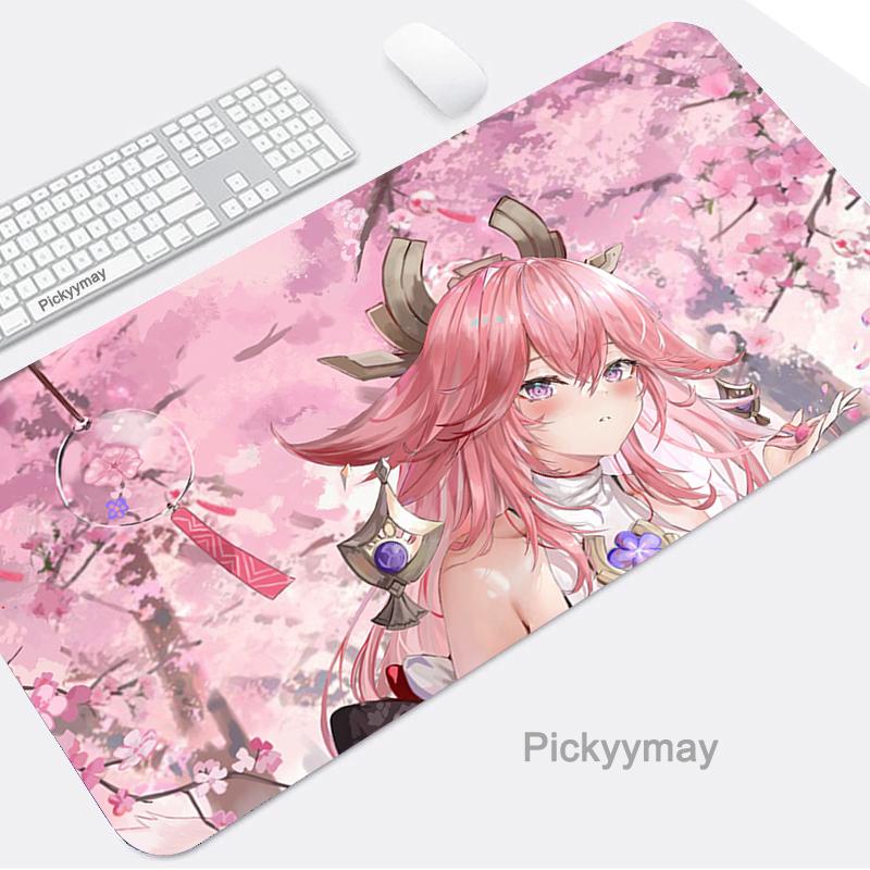 Коврик для мыши игровые аксессуары коврик для мыши Yae Miko компьютер ноутбук ПК геймер Mause Genshin Impact большая аниме-клавиатура настольный ковер
