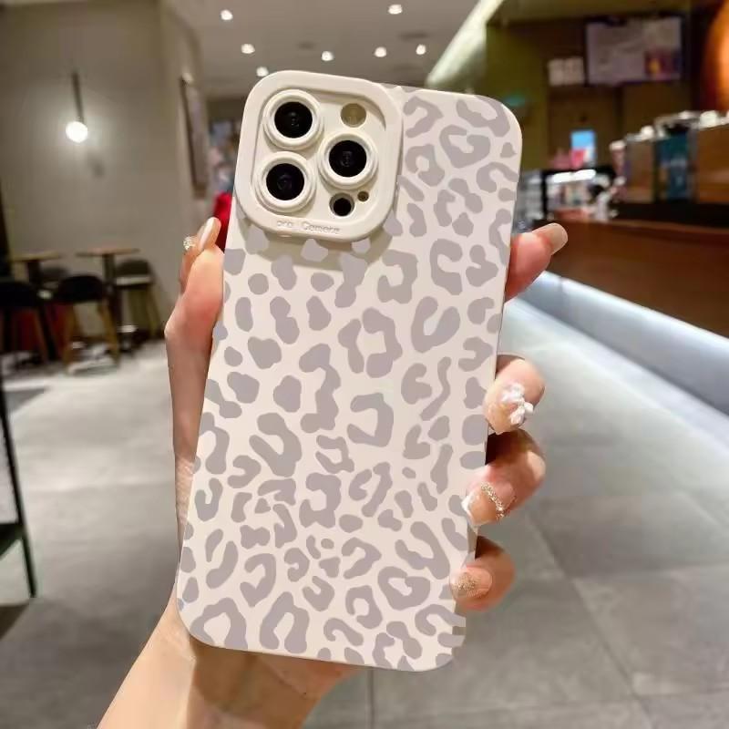 Минималистичный серый чехол для телефона с леопардовым принтом для iPhone 16 15 14 Pro Max 13 12 11 XS X XR 7 8 Plus 16, ударопрочный бампер