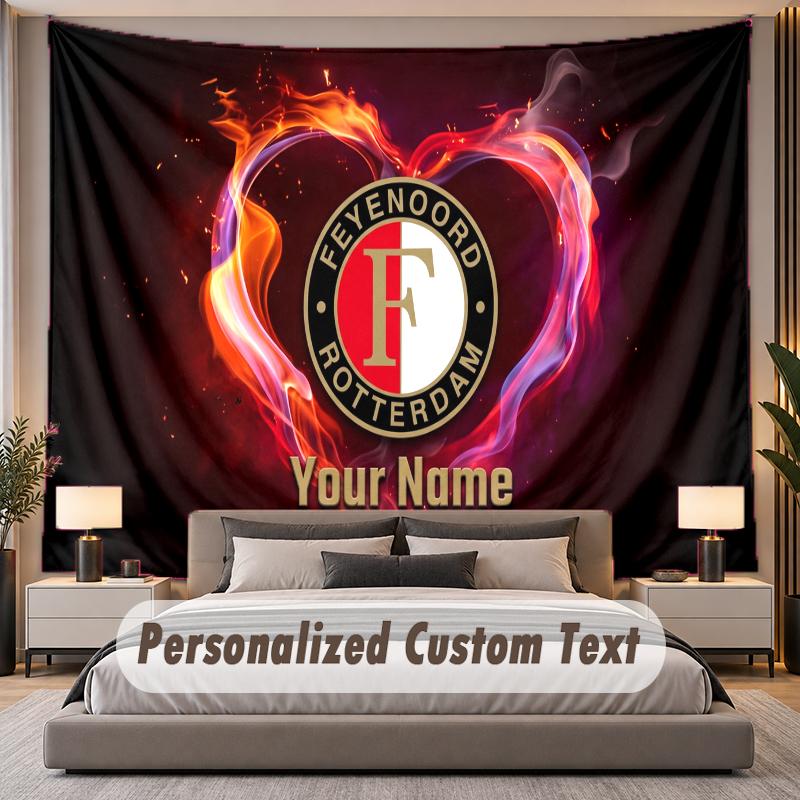 Custom Name Text Tapestry Feyenoord Personalized Polyester Wall Tapestry For Bedroom And Room