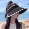 Female Uv Protection Empty Top Hat Outdoor Face Covering Sun Protection Big Eaves Sun Hat Letter Travel Beach Hat